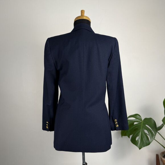Vintage Talbots Navy Worsted Wool Double Breasted Blazer Gold Buttons, USA Made - Picture 7 of 13